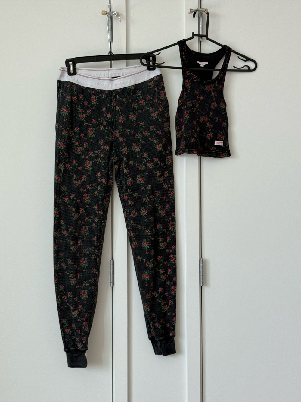 Alexander Wang Black Floral Waffle matching set